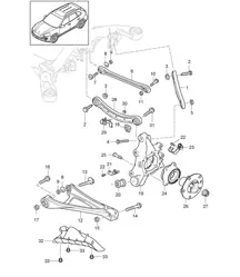 Eje trasero / Porta rueda / Horquilla / Barra de dirección / Buje de rueda / Protector antigravilla Cayenne 92A (958) >>2014