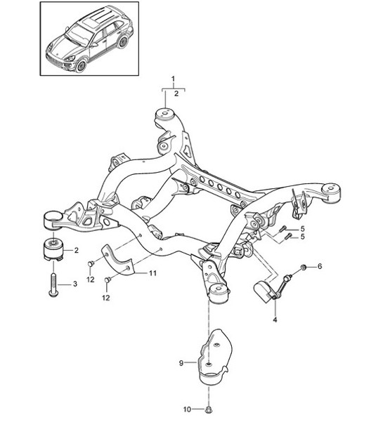 Diagram 501-021 Porsche Cayenne MK3 (958) 2010-2017 Eje posterior