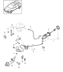 Kupplungsbetätigung / Kupplungsgeberzylinder / Kupplungsrohr (PR:G0L, 6-Gang-Schaltgetriebe) Cayenne 92A (958) >>2014