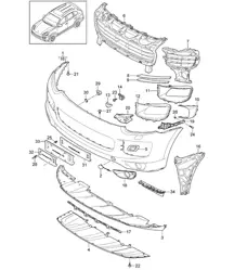 Paraurti anteriore - 2a GENERAZIONE - base (PR:DV7,D1V, D43,D50,D11, D19,D34,DU2, DD8,D51) Cayenne 92A (958) 2015>>