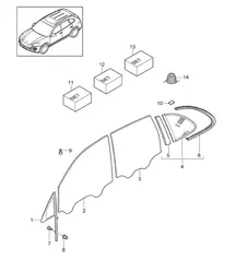 Window glasses - SIDE - Cayenne 92A (958) >>2016