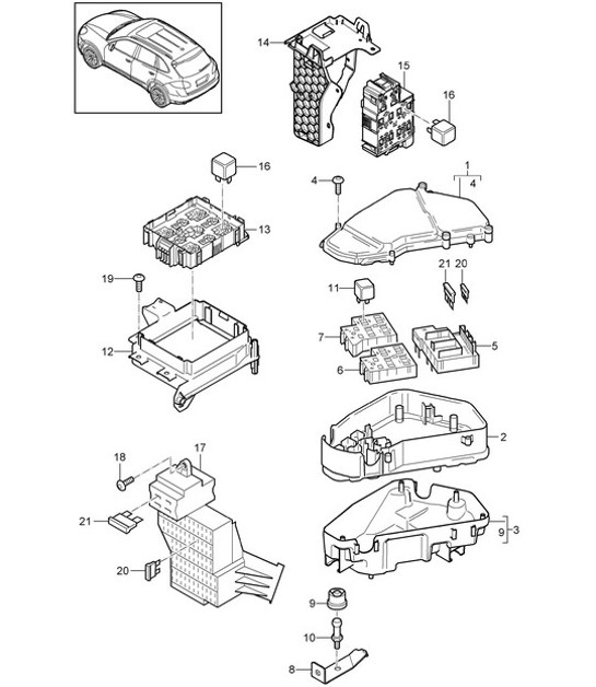 Diagram 902-000 Porsche Cayenne S V6 3.0L Hybrid 380HP Electrical equipment
