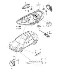 Phares / Répétiteur de clignotants / Feux antibrouillard (PR:8BB,8BF, 8BR) Cayenne >>2014