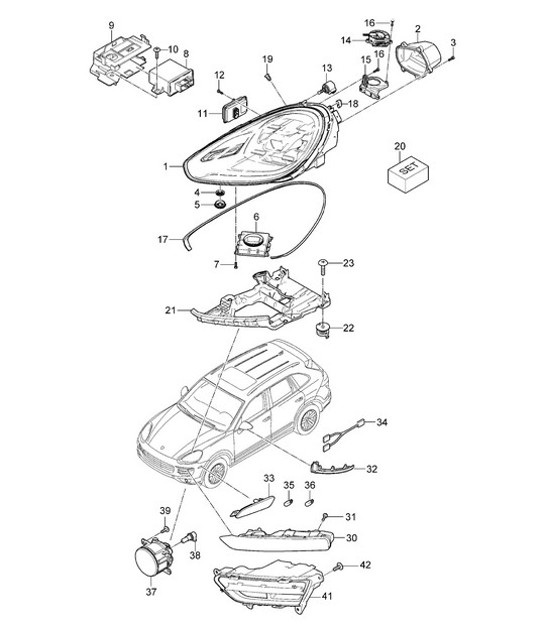 Diagram 905-001 Porsche Cayenne S 4.5L V8 2003>> Elektrische Ausrüstung