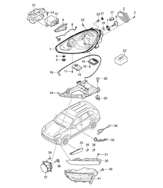 Diagram 905-003 Porsche Panamera 970 MK1 (2009-2013) Electrical equipment