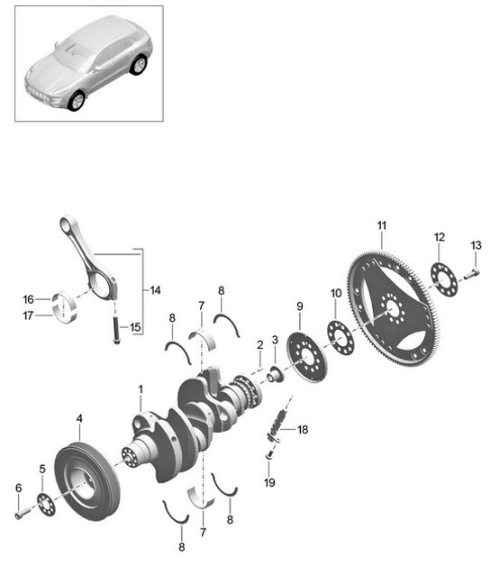 Diagram 102-010 Porsche 964 (911) TURBO 3.3L 1991-93 Motore