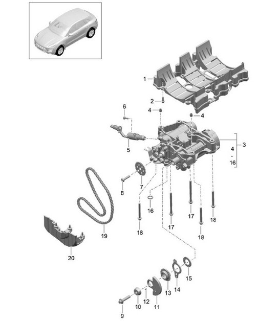 Diagram 104-000 Porsche Cayenne V6 3.6L Benzina 300 CV Motore