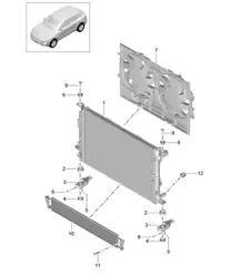 Système de refroidissement du liquide de refroidissement / Refroidisseur pour liquide de refroidissement (Modèle : CTLA,CTL, CTMA,CTM, CDUD,CTBA, CTBB,CTBC, DCNA,DCN, DHKA,DHK) 95B.1 Macan 3,0L / 3,6L / 3,0L Diesel 2014-18