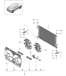 Coolant cooling system / Cooler for coolant (Model:  CNCC,CNC, CYNA,CYPA, CYP,CYNB+ PR:-B0N) 95B.1 Macan 2.0L 2014-18