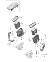 Luchtfilter met aansluitonderdelen (Model: CTMA,CTM, CTLA,CTL, DCNA,DCN, DHKA,DHK) 95B.1 Macan 3.0L / 3.6L 2014-18