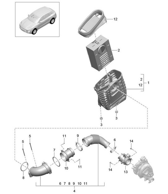 Diagram 106-010 Porsche Cayenne 9PA (955) 2003-2006 Engine