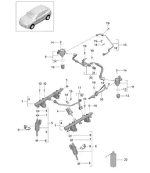 Tubo de recolección de combustible / Inyector de alta presión / Bomba de alta presión (Modelo: CTMA,CTM, CTLA,CTL, DCNA,DCN, DHKA,DHK) 95B.1 Macan 3.0L / 3.6L 2014-18