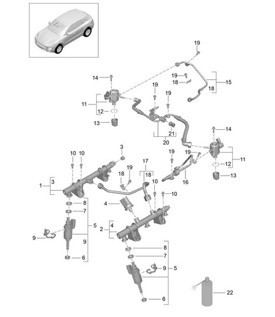 Diagram 107-030 Porsche Macan (95B) MK1 (2014-2018) Motore