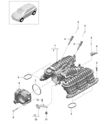 Distribuidor de aire de admisión / Adaptador de válvula de mariposa (Modelo: CTMA,CTM, CTLA,CTL, DCNA,DCN, DHKA,DHK) 95B.1 Macan 3.0L / 3.6L 2014-18