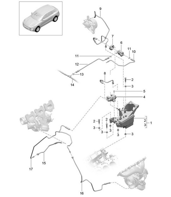 Diagram 107-083 Porsche Cayenne S V6 3.0L Hybrid 380HP Engine