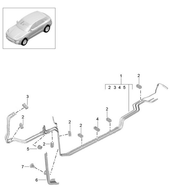 Brandstofsysteem / Brandstofleiding / Onderzijde (Model: CTMA,CTM, CTLA,CTL, DCNA,DCN, DHKA,DHK) 95B.1 Macan 3.0L / 3.6L 2014-18