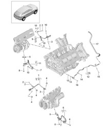 Oil return line for Exhaust gas turbocharger (Model: CTMA,CTM, CTLA,CTL, DCNA,DCN, DHKA,DHK) 95B.1 Macan 3.0L / 3.6L 2014-18