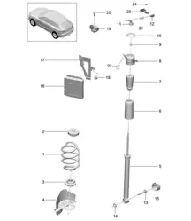 钢制弹簧悬架/悬架支柱，完整（PR：1BA，1BH）95B.1 Macan 2014-18