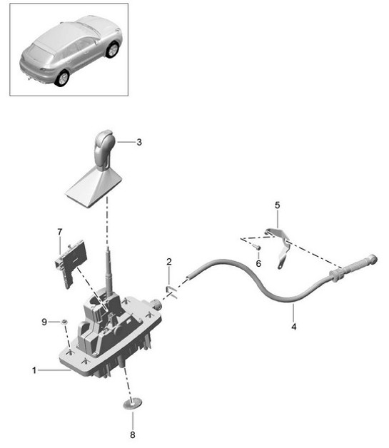 Diagram 701-000 Porsche Cayenne 3.2L V6 2003>> Hand Lever System, Pedal Cluster