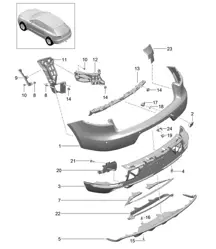 Achterbumper - Sport Design-pakket en GTS (PR:2D1,2D2, 2D5,2D6) - 95B.21 Macan 2014-18