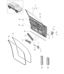 Door shell / Gaskets - FRONT - 95B.1 Macan 2014-18