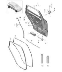 Door shell / Gaskets - REAR - 95B.1 Macan 2014-18