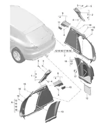 Trim / For luggage compartment / D-pillar - SIDE - 95B.1 Macan 2014-18