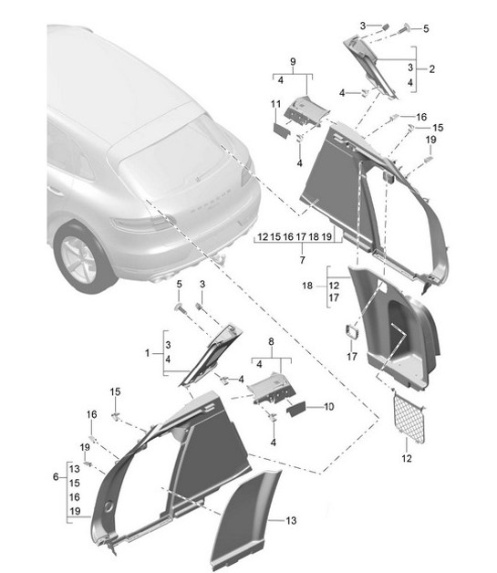 Diagram 807-045 Porsche Boxster 986/987/981 (1997-2016) Karosserie