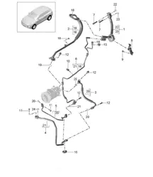 Refrigerant circuit R134A (Model: V6 BT PR:KK1,DU0, DU1,D4A) 95B.1  Macan  3.0L / 3.6L V6 BT >>2017