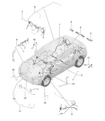 Set cavi / abitacolo / paraurti / parte anteriore / sist. freno antibloccaggio -abs- / display usura pastiglie freno / Assale anteriore 95B.1 Macan 2014-18