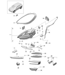 LED headlight / Turn signal repeater / Side marker light (PR:8EX,8EY, 8IS)  95B.1 Macan  2017>>