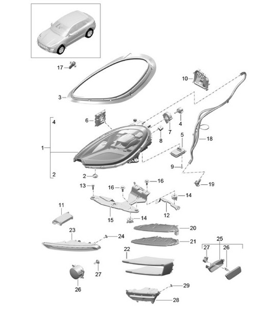 Diagram 905-001 Porsche Cayman 2.7L 987C 2006-08 Materiale elettrico