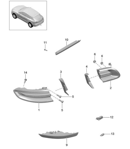 Diagram 905-010 Porsche Macan (95B) MK1 (2014-2018) Materiale elettrico