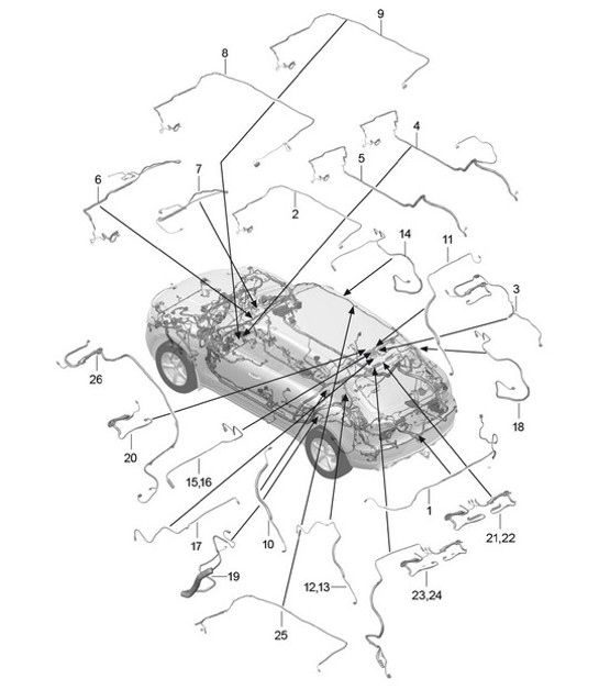 Diagram 911-012 Porsche Macan (95B) MK1 (2014-2018) Electrical equipment