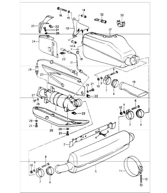 Diagram 202-00 Porsche Panamera S V6 Turbo 3.0L 2WD (420 CV) Sistema di alimentazione, sistema di scarico