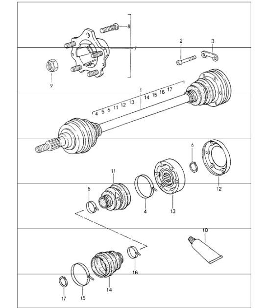 Diagram 501-05 Porsche Cayenne Turbo 4.5L 2003>> Rear Axle