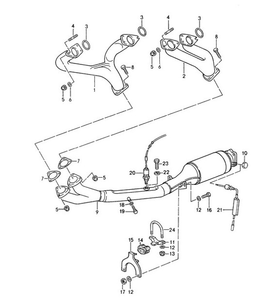 Diagram 202-000 Porsche 911 & 912 (1965-1989) Fuel System, Exhaust System