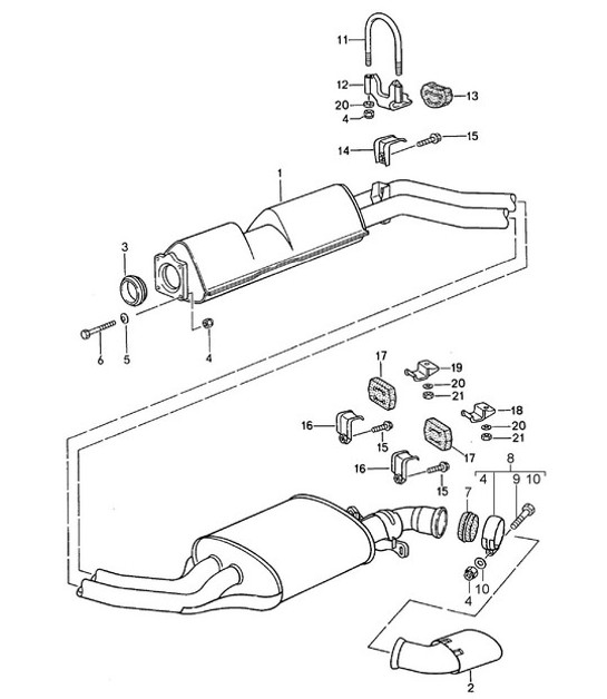 Diagram 202-005 Porsche Cayman 718 2.0L PDK (300Bhp) Fuel System, Exhaust System