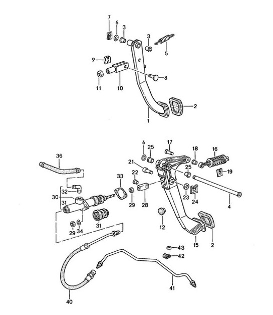 Diagram 702-000 Porsche Cayenne Turbo / Turbo S 4.8L 2007>> Hand Lever System, Pedal Cluster 
