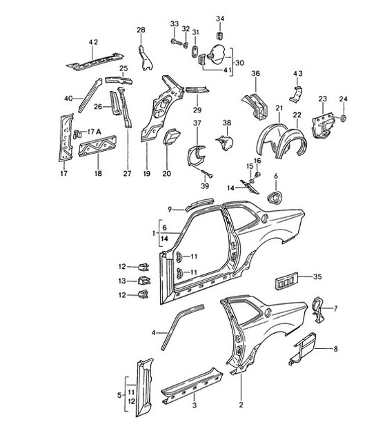 Diagram 801-015 Porsche Panamera 970 MK1 (2009-2013) Carrocería