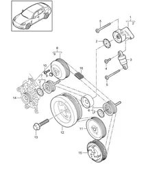 皮带张紧器/皮带传动装置 (型号：4620,4640, CWAA, CXNA) Panamera 970 (G1) 3.6L 2010-16
