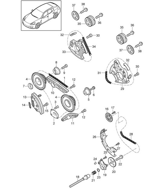 Diagram 103-075 Porsche 996 C2 3.4L 1997-08/01 Motore