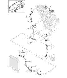 Coolant cooling system (Model: CGEA,CGE, CGFA) Panamera 970 (G1) 3.0L HYBRID 2012-16