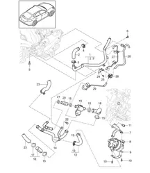 Système de refroidissement du liquide de refroidissement / Pompe de liquide de refroidissement supplémentaire / Conduite de dépression (Modèle : CGEA, CGE, CGFA) Panamera 970 (G1) 3.0L HYBRID >>2013