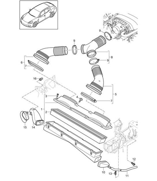 Diagram 106-020 Porsche Cayenne Turbo / Turbo S 4.8L 2007>> Engine