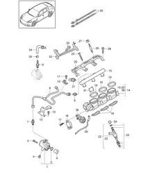Fuel collection pipe / High-pressure injector / High pressure pump (Model: CGEA,CGE, CGFA) Panamera 970 (G1) 3.0L HYBRID 2012-16
