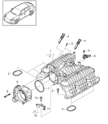 Distribuidor de aire de admisión / Adaptador válvula de mariposa (Modelo: CWDA,CWD, CWFA,CWF) Panamera 970 (G1) 3.0L 2014>>