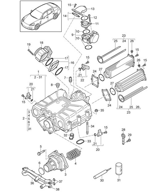 Diagram 107-055 Porsche 997 Carrera 4 3.6L 2005>> Engine