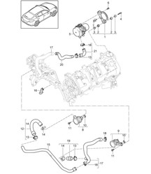 Sistema di purificazione dei gas di scarico w. iniezione aria secondaria (Modello: 4820,4840, 4870,CXPA, CXRA,CXR, CWBA,CWB, CWCA,CWC+ PR:165,7MM) Panamera 970 (G1) 4.8L 2010-16