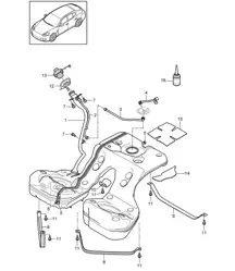 带附件的油箱（型号：4620、4640、4820、4840、4870、CGEA、CGE、CGFA、CWAA、CXNA、CWDA、CWD、CWFA、CWF、CXPA、CXRA、CXR、CWBA、CWB）Panamera 970 (G1) 2010-16